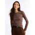 CAMISETA ML FEM MARROM ESCURO