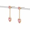 Caravanas colgante corazón zirconia rosa-Oro bajo-Zirconia rosa-CA8496. conpiedra