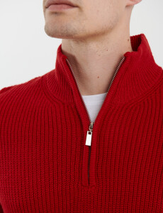 470587 SWEATER PUNTO MEDIO CIERRE HARRY Rojo