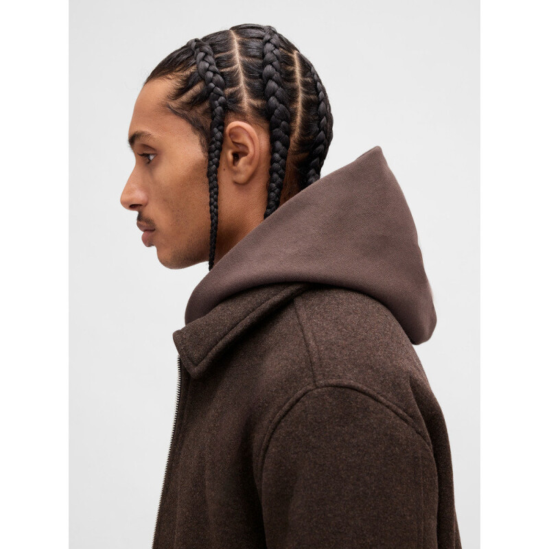 WOOL BOMBER BROWN HEATHER