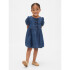 SS DNM PUFF SLV BOW DRS DARK WASH
