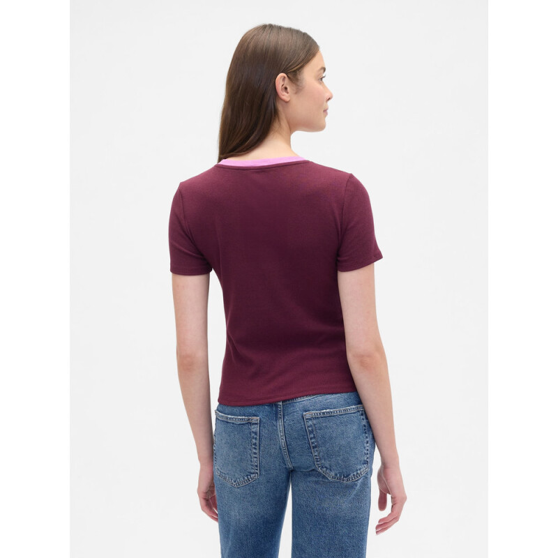 FRCH SS MOD RIB ABBRV TEE TUSCAN RED