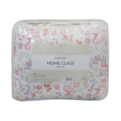Acolchado 2 Plazas Home Class 100% Microfibra Flores Rojas
