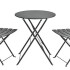 Set Juego Jardín Balcón Bistró Plegable Metal 3 Piezas Negro 1