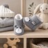 Botitas Bebé Lana Corderito Abrigadas Suela Blanda Gris 1