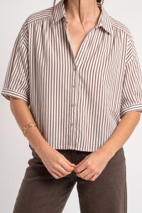 Camisa Rayada Marron