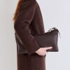 Cartera al hombro Bamboo en cuero graneado Chocolate