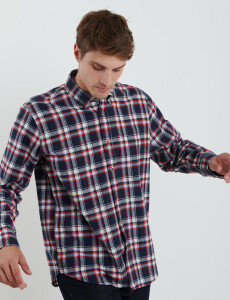 012442 CAMISA HARRINGTON LABEL Azul Osc/rojo