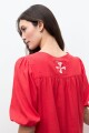 Maxi vestido mangas abullonadas rojo