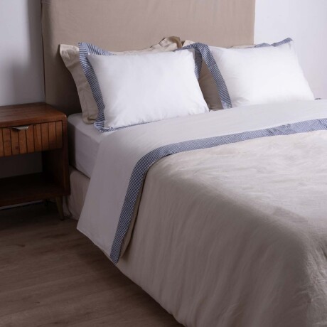 JUEGO DE SABANAS 1 PLAZA ALGODON AZUL STRIPE 200H MARINO