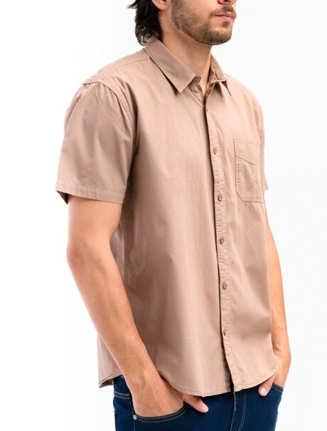 Camisa Algodón con Bolsillo Barcelona Camel