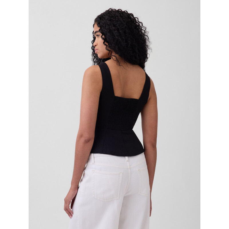 SL PEPLUM TOP BLACK