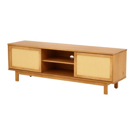 RACK PARA TV MADERA MACIZA CON 2 PUERTAS DE RATÁN Y ESTANTES RACK PARA TV MADERA MACIZA CON 2 PUERTAS DE RATÁN Y ESTANTES