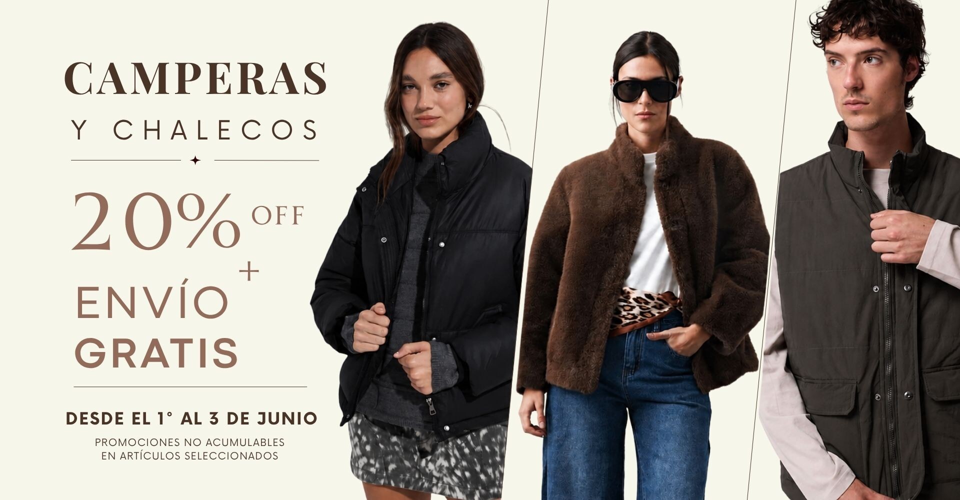 CAMPERAS Y CHALECOS 20% OFF + ENVIO GRATIS