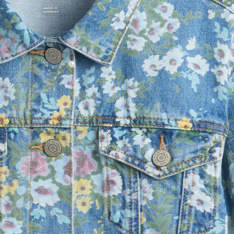 BALLOON SLV DNM JKT - FLORAL MEDIUM WASH