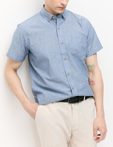 012725 CAMISA COTTON WILL Azul Piedra