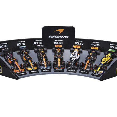 Set x 7 Autos McLaren con Exhibidor Formula 1 Bburago Escala 1:43 U