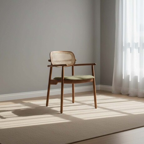 SILLA DE COMEDOR RATTAN-Y-MADERA VERDE DANIELLE C/B