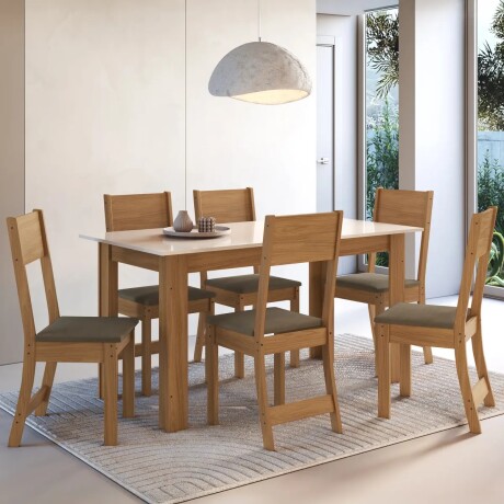 JUEGO DE COMEDOR MESA Y 6 SILLAS CON ASIENTO TAPIZADO JUEGO DE COMEDOR MESA Y 6 SILLAS CON ASIENTO TAPIZADO