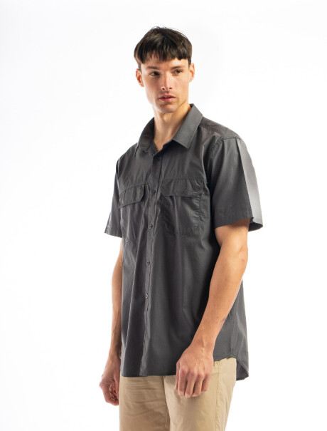 Camisa Fishing Manga Corta Gris Oscuro