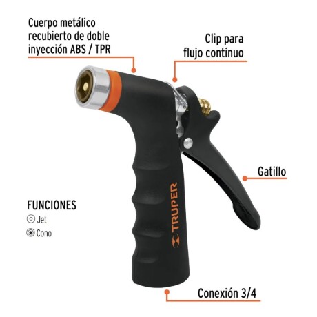 PISTOLA TRUPER P/RIEGO METÁLICA CUBIERTA CON PVC. PISTOLA TRUPER P/RIEGO METÁLICA CUBIERTA CON PVC.