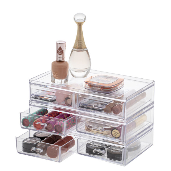 ORGANIZADOR 2 CAJONES 21X12X5 CRISTAL TRANSPARENTE