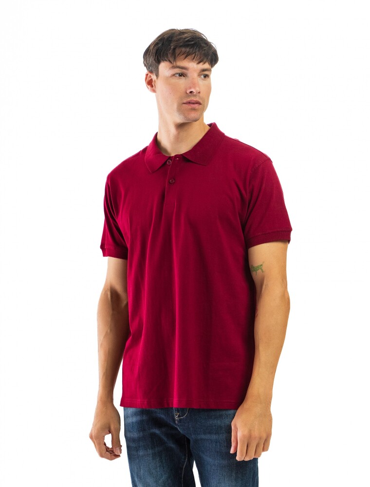 Remera Algodón Polo Jersey Bordo