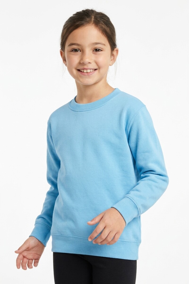Buzo deportivo básico escote redondo - UNISEX CELESTE