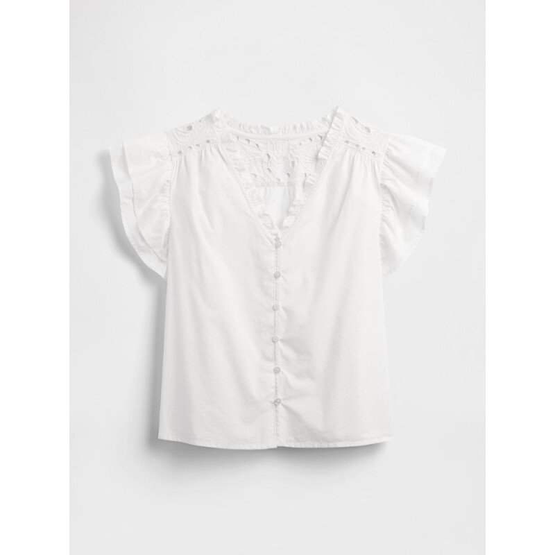 V-FLUTTER SLV EYELET YOKE TOP NEW OFF WHITE OPT1