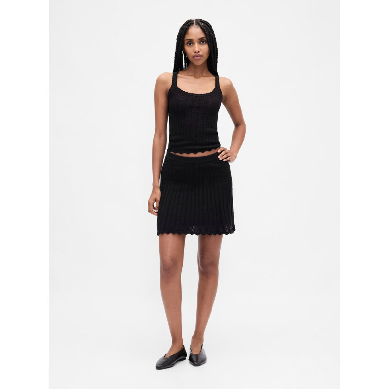 COTTON POINTELLE TANK BLACK