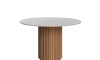 Mesa de Comedor 1.2 Redonda - Línea Manhattan Vidrio - Blanco/Marrón