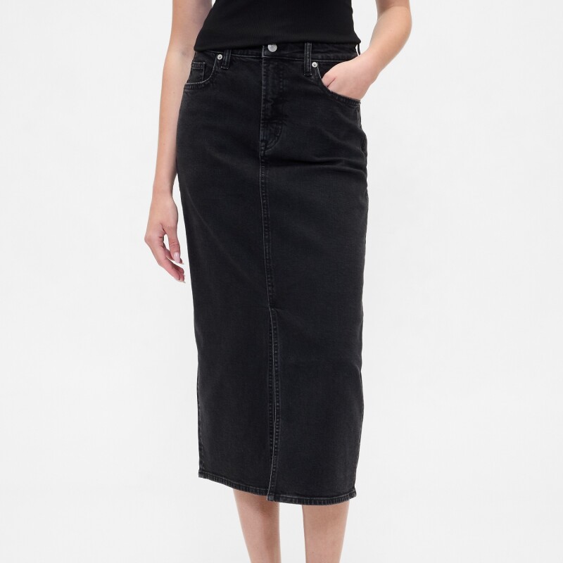 V-DENIM MIDI SKIRT BLACK 1