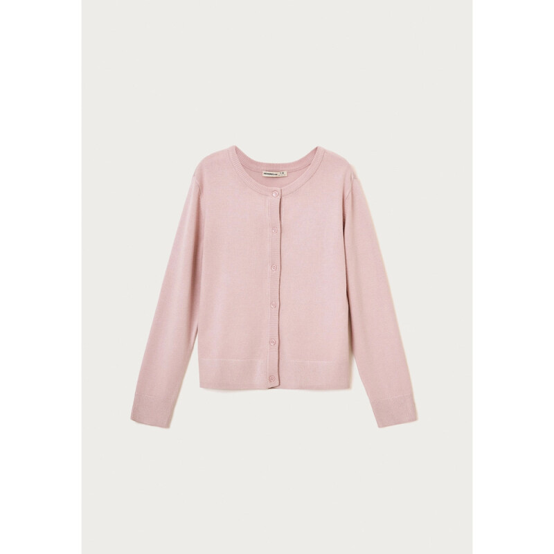 CARDIGAN FEM ROSA/GRAFITO