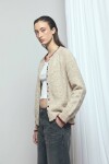 Cardigan con multi botones y pespuntes crudo