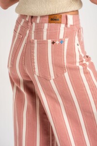Jean Wide Leg Rayado Rojo