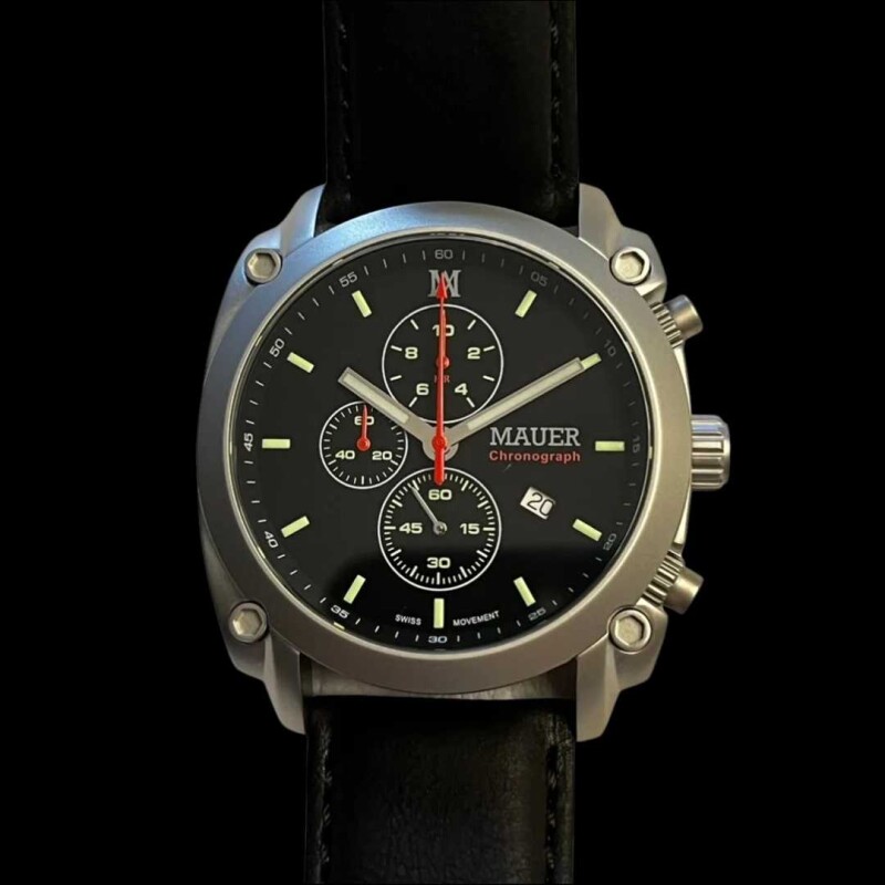 Reloj Mauer Sandblasted Silver 44 mm Obsidian
