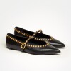 Ballerina Valerie en cuero liso Negro