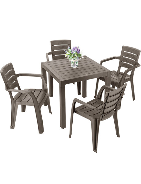 Set de mesa cuadrada + 4 sillas de jardín con apoyabrazos Rimax Baru Set de mesa cuadrada + 4 sillas de jardín con apoyabrazos Rimax Baru
