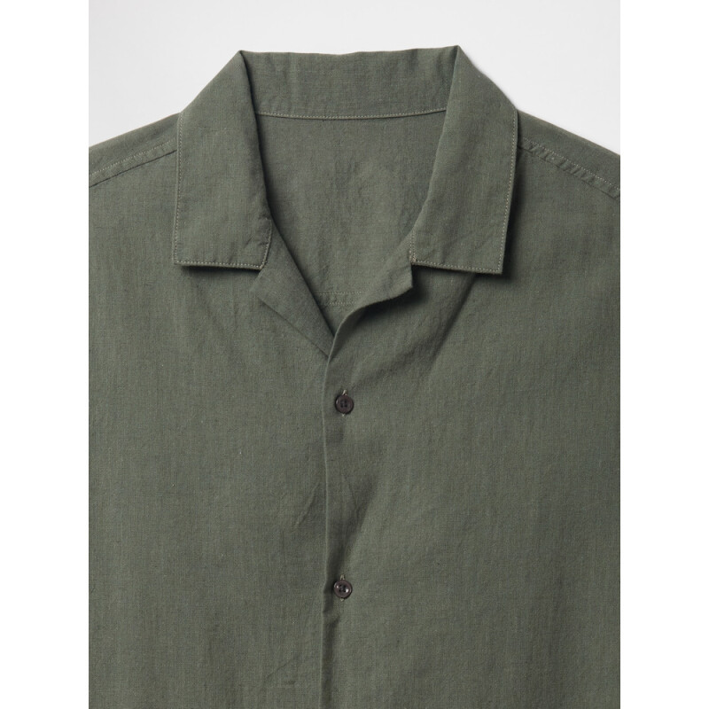 V-SS STANDARD LINEN COTTON RESORT COLLAR MESCULEN GREEN