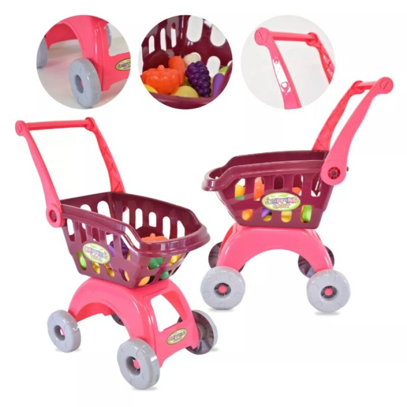 Carro de Supermercado con Frutas Rosa