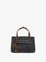 Bolso Tote De Nylon Con Colgante gris