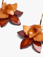 Aros Abiertos Con Maxi Flor naranja