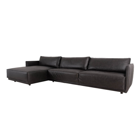 SILLÓN C/CHAISE IZQUIERDO 3 CUERPOS CUERO-100-NATURAL NEGRO ROMEO TP3