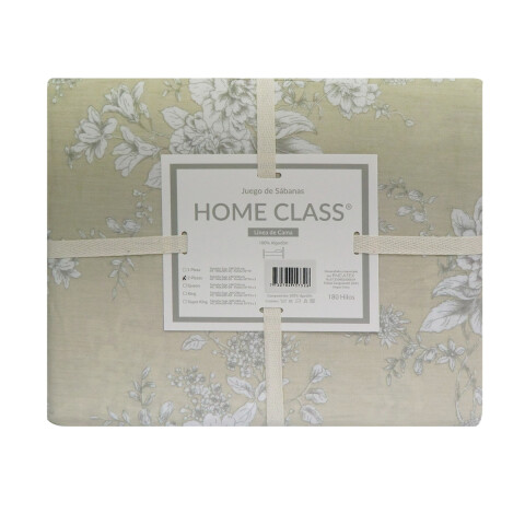 Juego Sábanas 2 Plazas Home Class Estampado 180 Hilos 100% Algodón FLORES BEIGE