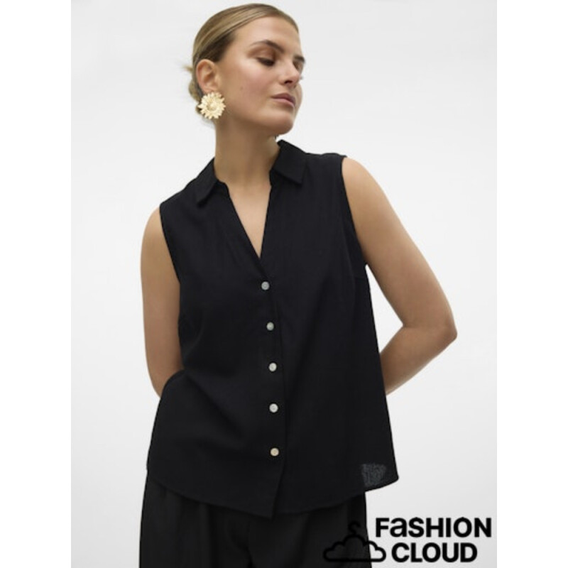 VMMYMILO SL V-NECK SHIRT WVN GA BLACK