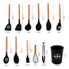 Set De Menage, 11 Utensillos De Cocina Con Soporte NEGRO