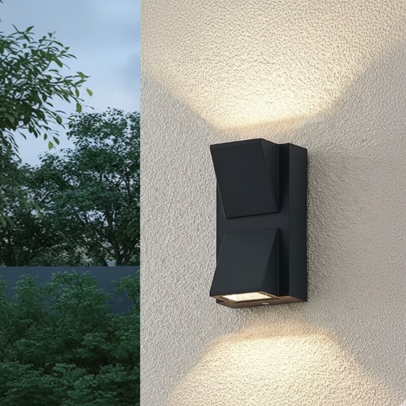 ARTEFACTO EXTERIOR VADENA PARA ADOSAR EN PARED BIDIRECCIONAL 6W Luminaria Exterior Vadena LED 6W Negra Bidireccional de Pared