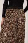 Falda Pleats Midi Leopard Marron