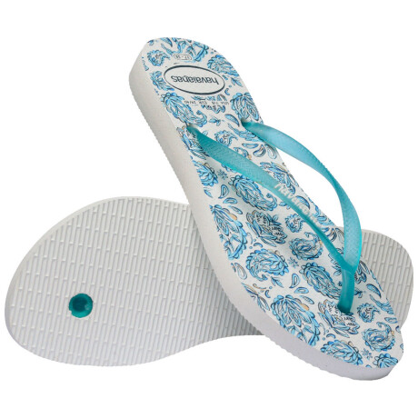 Sandalias de Mujer Havaianas Slim Daydream Blanco - Celeste