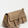Cartera al hombro Elise en cuero arrugado Taupe